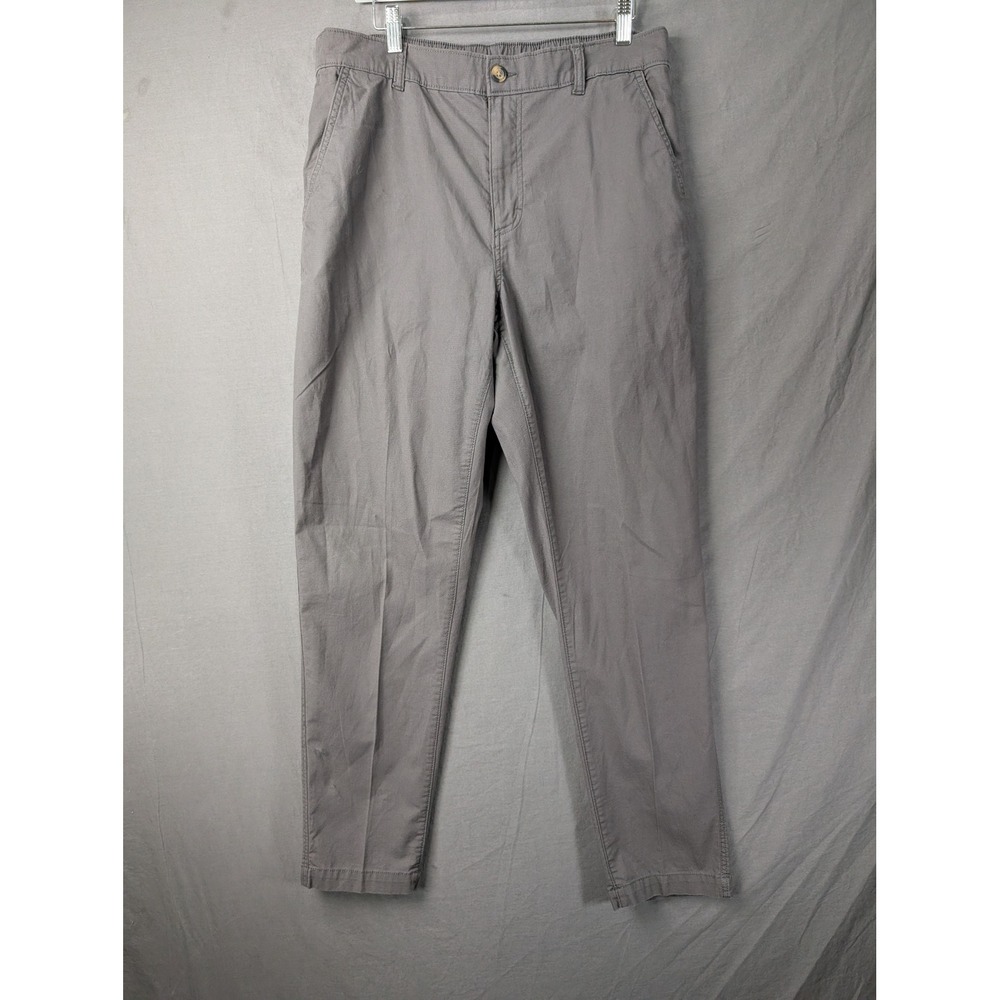 Eddie Bauer Mens Ripstop Chino Pants Gray 36x32 Elastic Waist 6012